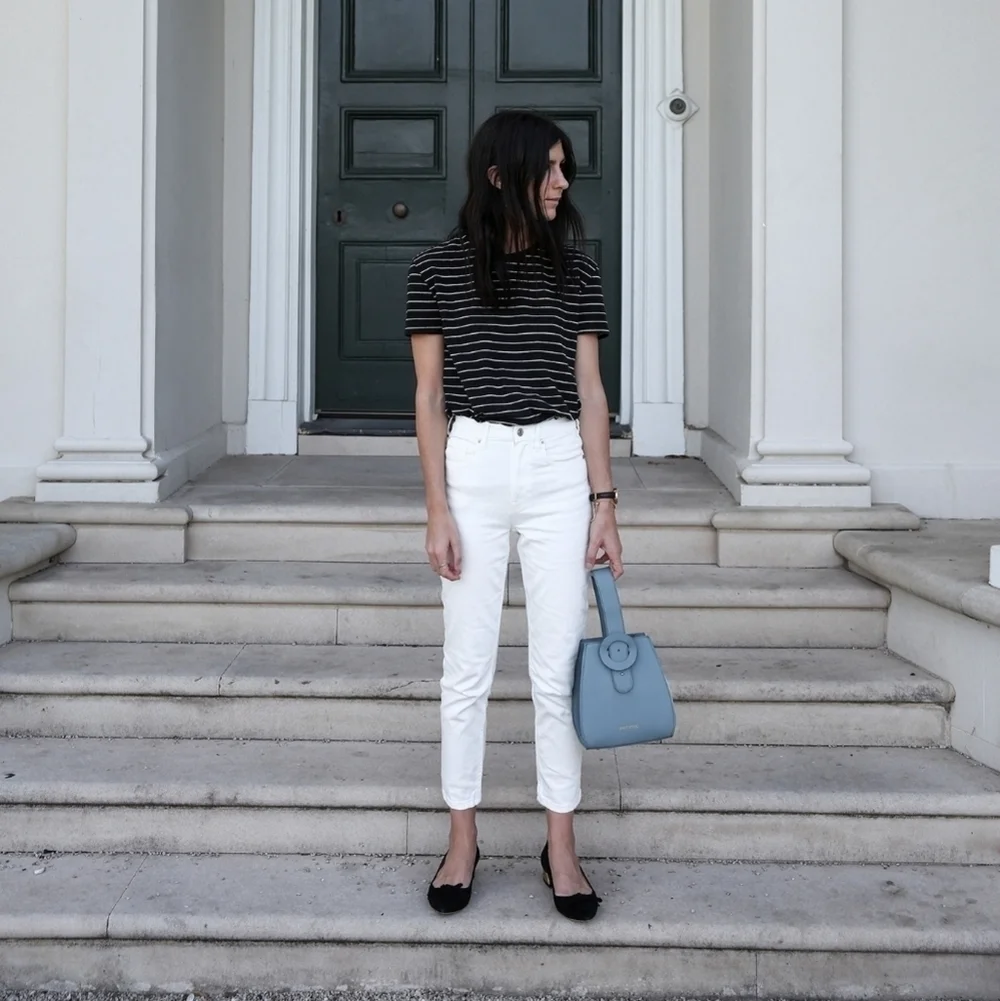 Everlane Jean The Cheeky Straight High Rise White Bone Ankle Crop Zip Denim